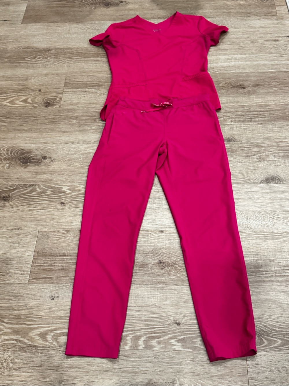 Med Couture Pink Scrub Set Women’s Small Top & Pants Healthcare Uniform